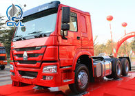 Red Prime Mover Truck HOWO 6 x 4 340HP Tractor 10 Wheels LHD / RHD